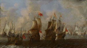 Zeeslag tussen Engelse en Nederlandse schepen